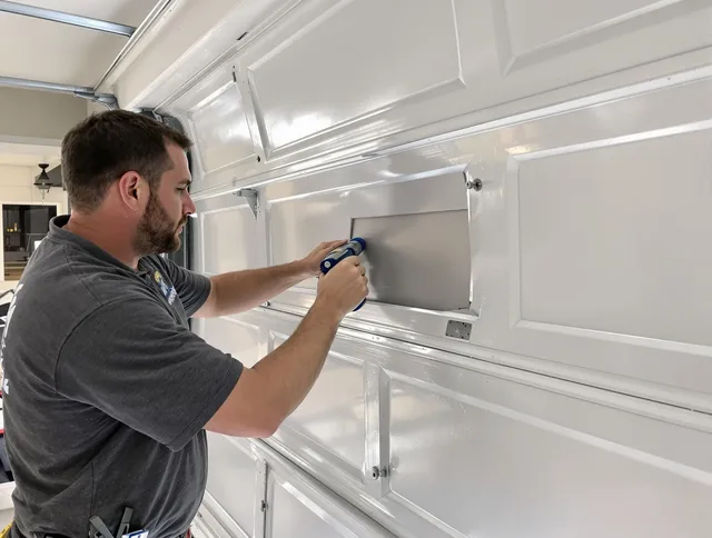 Garage door panel repair by Whitehall Garage Door Repair in Whitehall