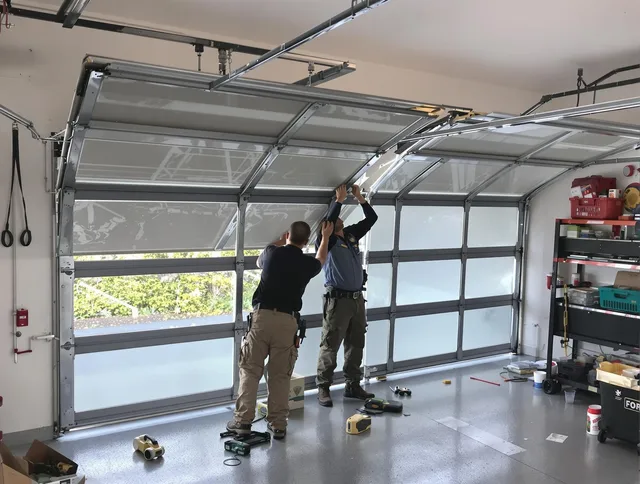 Whitehall Garage Door Repair expert performing precise panel replacement on Whitehall garage door